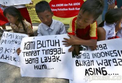 Aksi Anak-Anak Korban Gusuran Tanah Abang Tagih Janji Jokowi