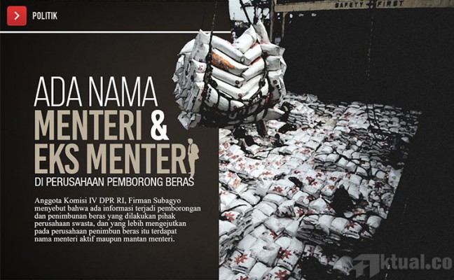 Aktifis: Usut Dugaan Penimbunan Beras Perusahaan Menteri dan Eks Menteri