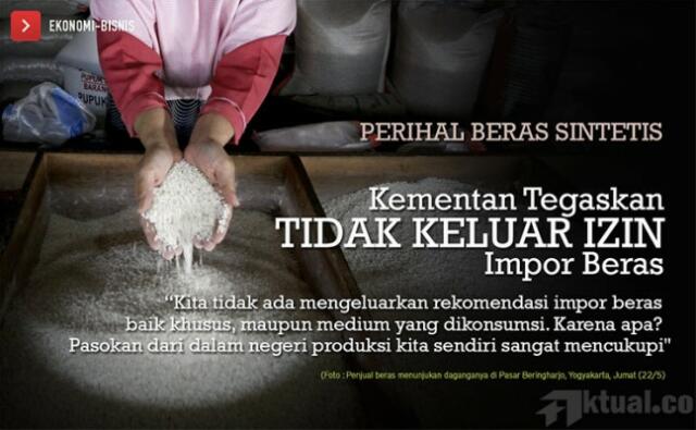 Polri Masih Periksa Zat Kandungan Beras Sintetis
