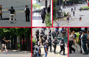 Aksi Teror Bom dan Baku Tembak Polisi di Sarinah Jakarta Baku Tembak Teror Bom Sarinah (Foto: Tino Oktaviano)