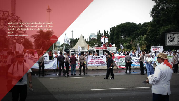 Demonstrasi Kritik Program Dana JKN (Aktual/Foto:Fatah)