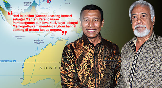 Menkopolhukam Wiranto (kiri) bersama mantan Presiden dan Perdana Menteri Timor Leste Xanana Gusmao. (ilustrasi/aktual.com)