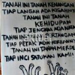Mural penolakan penggusuran didepan rumah dikawasan Bukit Duri, Jakarta. (ilustrasi/aktual.com)