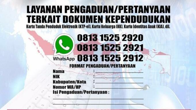 Dirjen Kependudukan dan Pencatatan Sipil Kementerian Dalam Negeri RI membuka Hotline di WhatsApp. (mendagri).