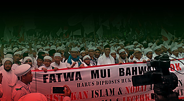 Massa ‘Aksi Bela Islam’ berunjuk rasa menuntut Gubernur DKI Basuki Tjahaja Purnama segera diproses hukum kasus dugaan penistaan agama. (ilustrasi/aktual.com)
