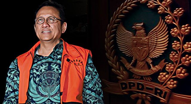 Irman Gusman resmi diberhentikan dari jabatannya sebagai ketua DPD RI pasca operasi tangkap tangan yang dilakukan KPK atas dugaan penerimaan suap impor gula. (ilustrasi/aktual.com)
