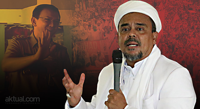 Pimpinan Gerakan Nasional Pembela Fatwa Majelis Ulama Indonesia Habib Rizieq Syihab - Ahok yang Harus Dijadikan Tersangka. (ilustrasi/aktual.com)