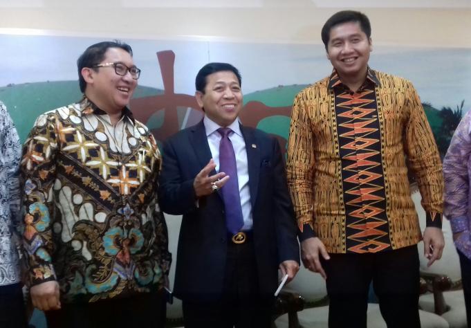 Setya Novanto bersama Fadli Zon dan Maruar Sirait saat menjadi pembicara Diskusi di Gedung DPR RI