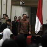 Gubernur Non Aktif Basuki Tjahaja Purnama Menghadiri sidang Lanjutan Kasus Dugaan Penistaan Agama di Auditorium Kementrian Pertanian, Jakarta, Selasa, 31 Januari 2016. Sidang lanjutan yang ke delapan ini diagendakan mendengarkan keterangana saksi salah satunya ketua MUI, Ma'aruf Amin dan anggota KPUD DKI Jakarta Dahlia. Pool/JP/Seto Wardhana