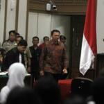 Gubernur Non Aktif Basuki Tjahaja Purnama Menghadiri sidang Lanjutan Kasus Dugaan Penistaan Agama di Auditorium Kementrian Pertanian, Jakarta, Selasa, 31 Januari 2016. Sidang lanjutan yang ke delapan ini diagendakan mendengarkan keterangana saksi salah satunya ketua MUI, Ma'aruf Amin dan anggota KPUD DKI Jakarta Dahlia. Pool/JP/Seto Wardhana
