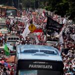 Ratusan ribu umat Islam melakukan aksi long march menuju ke Masjid Istiqal, Jakarta, Sabtu (11/2/2017). Kegiatan aksi 112 ini digelar di Masjid Istiqlal dengan agenda zikir dan tausiyah nasional, Aktual.com/Munzir.