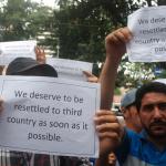 Aksi pencari suaka geruduk Kantor UNHCR. Mereka meminta kejelasan kepada UNHCR terkait kepengurusan administrasi agar dapat menetap di negara pihak ketiga. AKTUAL/Munzir