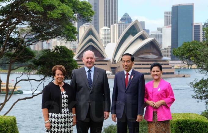 Perdana Menteri Australia Macolm Turnbull Berfoto bersama Presiden Jokowi