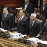 Ketua DPR Setya Novanto didampingi Wakil Ketua DPR Fadli zon, Fahri Hamzah, Agus Hermanto, dan Taufik Kurniawan, Pembukaan Masa Persidangan IV tahun Sidang 2016-2017 di Kompleks Parlemen, Senayan, Jakarta, Rabu (15/3). DPR berkomitmen mempercepat proses pembahasan RUU yang menjadi prioritas tahun 2017 diantaranya 10 RUU, yaitu RUU tentang Penyelenggaraan Pemilu, RUU (MD 3), RUU tentang KUHP dan RUU tentang Pemberantaran Terorisme. AKTUAL/Tino Oktaviano