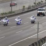 Rombongan Raja Salman bin Abdulaziz Al Saud melintas di ruas Jalan Tol Jagorawi, Jakarta, Rabu (1/3/2017). Raja Salman beserta rombongan tiba di Indonesia melalui bandara Halim Perdanakusuma dan langsung bertolak ke Istana Bogor, Jawa Barat. AKTUAL/Munzir