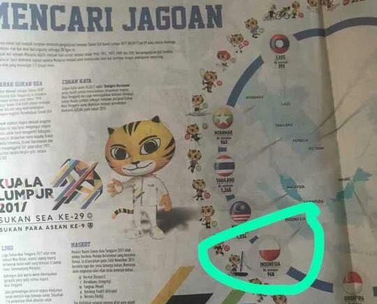 Koran Malaysia pasang bendera Indonesia terbalik