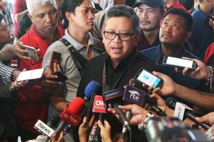 Sekjen PDI Perjuangan Hasto Kristiyanto usai penutupan Kongres V PDIP di Bali, Sabtu (10/8)
