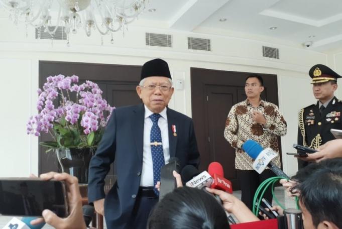 Wakil Presiden Maruf Amin di Kantor Wakil Presiden, Jakarta.