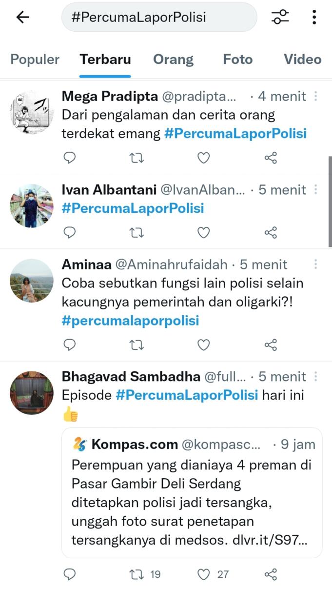 Netizen Protes Tindakan Polisi, Tagar #PercumaLaporPolisi Jadi Trending Topic