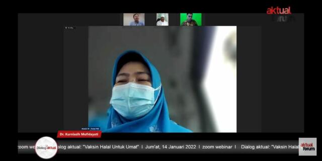 Tangkapan layar Anggota Komisi IX DPR, Kurniasih Mufidayati saat menjadi narasumber dalam Dialog Aktual yang bertajuk 'Vaksin Halal untuk Umat' secara virtual di Jakarta, Jumat (14/1/2022).