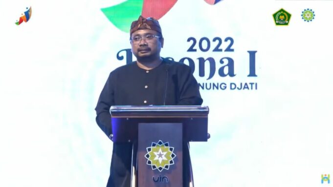 Menteri Agama Republik Indonesia Yaqut Cholil Qoumas Pekan Seni dan Olahraga Nasional (Pesona) I Perguruan Tinggi Keagamaan Negeri (PTKN) Tahun 2022 di UIN Sunan Gunung Djati Bandung