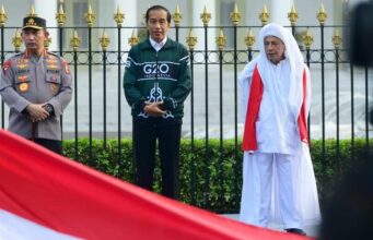 Jokowi, Habib Luthfi dan Kapolri Lepas Kirab Merah Putih