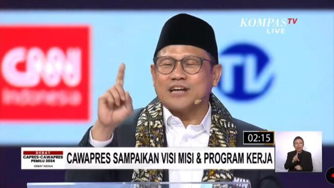 Calon Wakil Presiden nomor urut 1, Abdul Muhaimin Iskandar dalam tangkapan layar saat Debat Kedua Capres-Cawapres, Jumat (22/12/2023)