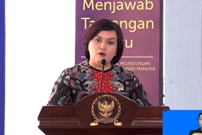 Ketua Komisi Nasional Hak Asasi Manusia (Komnas HAM) RI Atnike Nova Sigiro saat memaparkan Laporan Tahunan Komnas HAM 2023