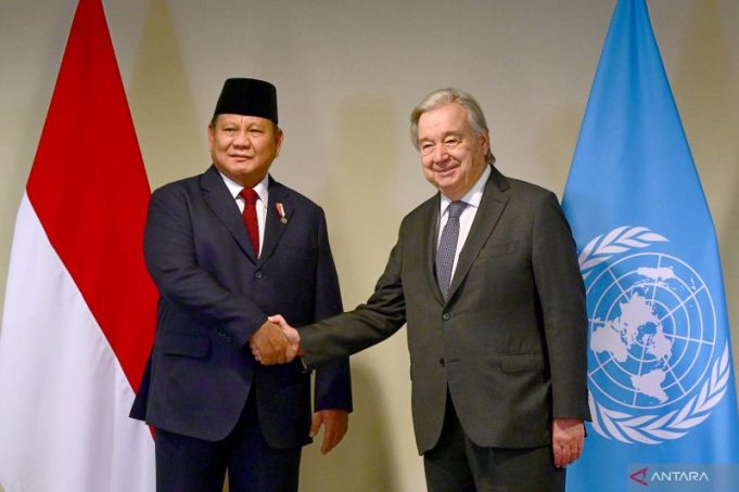 Presiden Prabowo Subianto bertemu dengan Sekjen PBB António Guterres di Brasil, Minggu (17/11/2024) waktu setempat.