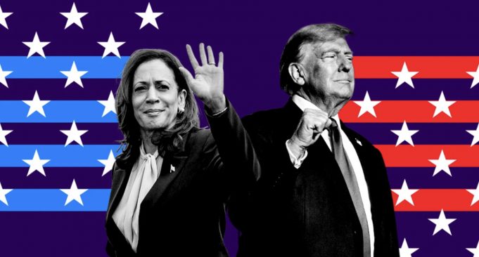 Calon Presiden AS dan Partai Republik Donal Trump (kanan) dan Calon Presiden AS dari Partai Demokrat Kamala Harris (kiri).