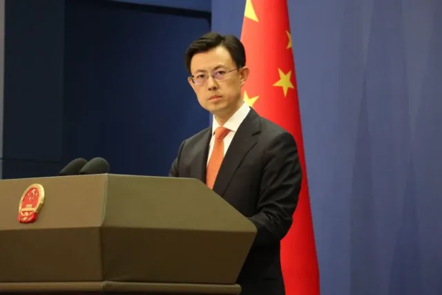 Juru Bicara Kementerian Luar Negeri China Guo Jiakun dalam konferensi pers di Beijing, Senin (22/9/2025). ANTARA/Desca Lidya Natalia.