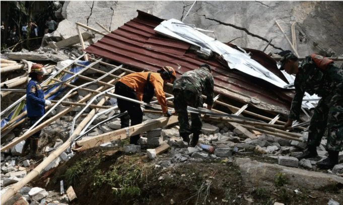 Ilustrasi: Petugas gabungan dari TNI AD bersama Damkar dan BPBD Kabupaten Bogor berusaha membersihkan puing bangunan Majelis Taklim Asobiyah yang ambruk di Kampung Sukamakmur, Kecamatan Ciomas, Kabupaten Bogor, Jawa Barat, Minggu (7/9/2025). ANTARA FOTO/Arif Firmansyah/agr