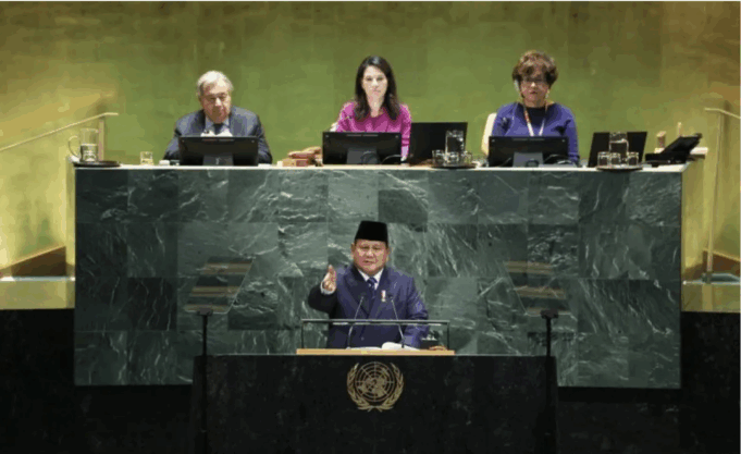 Screenshot 2025-09-24 at 7.30.25 AM Presiden Prabowo Subianto (sisi bawah) berpidato dalam sesi Debat Umum Sidang Majelis Umum ke-80 Perserikatan Bangsa-Bangsa (PBB), di General Assembly Hall Markas Besar PBB, New York, Amerika Serikat, Selasa (23/9/2025). ANTARA/HO-Tim Media Presiden Prabowo Subianto.