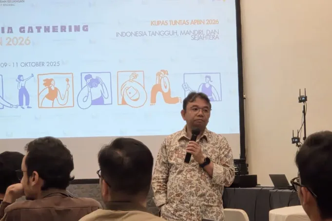 Staf Ahli Menteri Keuangan Bidang Kepatuhan Pajak Yon Arsal dalam cara Media Gathering Kemenkeu 2025 di Jakarta, Jumat (10/10/2025). ANTARA/Bayu Saputra.