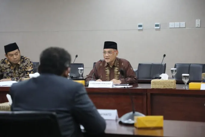 Menteri Haji dan Umrah Mochamad Irfan Yusuf bertemu dengan pimpinan KPK bahas pencegahan korupsi terkait penyelengaraan haji. ANTARA/HO-KPK.