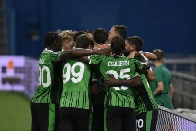 Selebrasi pemain Sassuolo setelah Alieu Fadera mencetak gol kemenangan atas Lazio dalam pertandingan Liga Italia di Stadion MAPEI pada Minggu (14/9/2025). ANTARA/Sassuolocalcio.it