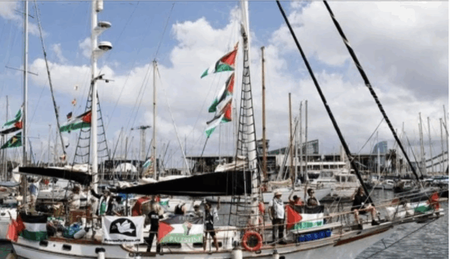 Arsip - Armada kapal mengikuti misi kemanusiaan Global Sumud Flotilla ke Jalur Gaza. (ANTARA/Anadolu/py/am)