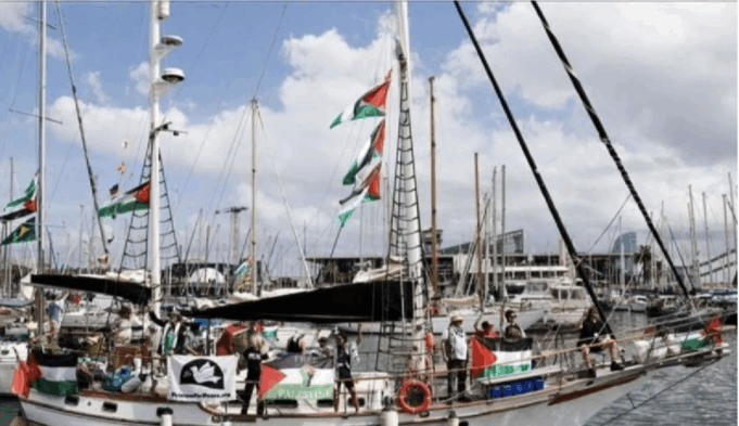 Arsip - Armada kapal mengikuti misi kemanusiaan Global Sumud Flotilla ke Jalur Gaza. (ANTARA/Anadolu/py/am)