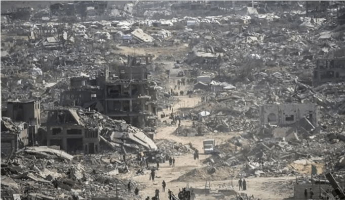 Arsip foto - Kondisi Gaza yang hancur akibat serangan brutal Israel. /ANTARA/Anadolu/pri.