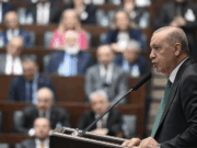 Turki Kirim Surat Perintah Penangkapan untuk 37 Orang Israel Presiden Turki Recep Tayyip Erdogan berpidato dalam rapat fraksi parlemen Partai Keadilan dan Pembangunan (AKP) yang berkuasa di Ankara, Turki, pada 5 November 2025. ANTARA/Xinhua/Mustafa Kaya