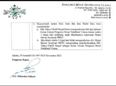 Wakil Rais Aam Benarkan Permintaan Mundur terhadap Ketum PBNU