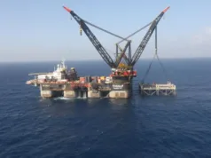 Mesir Tegaskan Kesepakatan Gas dengan Israel Murni Bisnis, Bantah Bermuatan Politik Foto arsip menunjukkan anjungan gas Leviathan milik Noble Energy yang sedang dibangun di Laut Mediterania, sekitar 10 kilometer dari pantai Israel pada 31 Januari 2019. ANTARA/Xinhua/Marc Israel Sellem-JINI.