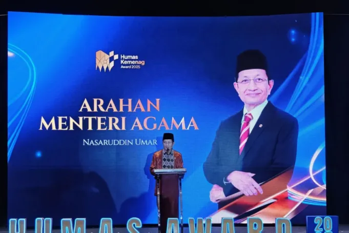Menteri Agama Nasaruddin Umar dalam Humas Kemenag Award di Jakarta. ANTARAFOTO/Andika Wahyu