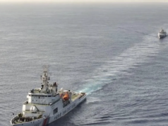 China Kerahkan 100 Kapal Angkatan Laut di Perairan Asia Timur Arsip foto - Foto udara memperlihatkan sejumlah kapal Penjaga Pantai China (CCG) berlayar saat pelatihan di Laut China Selatan (12/5/2024). ANTARA/Xinhua/Rao Bin/aa.