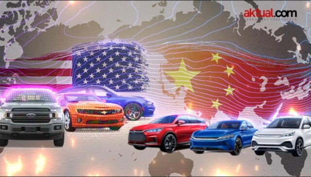 ilustrasi mobil mewah vs Cina