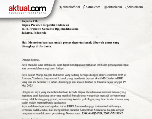 Surat Terbuka untuk Presiden RI Rita : Pak Prabowo Tolong Bebaskan Anak Saya di Yordania