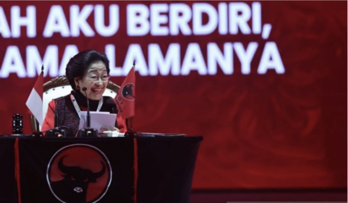 Ketua Umum PDI Perjuangan (PDIP) Megawati Soekarnoputri berpidato saat rangka HUT ke-53 dan Rakernas I Tahun 2026 di Beach City International Stadium (BCIS), Ancol, Jakarta Utara, Sabtu (10/1/2026). ANTARA/HO-Humas PDIP/am.