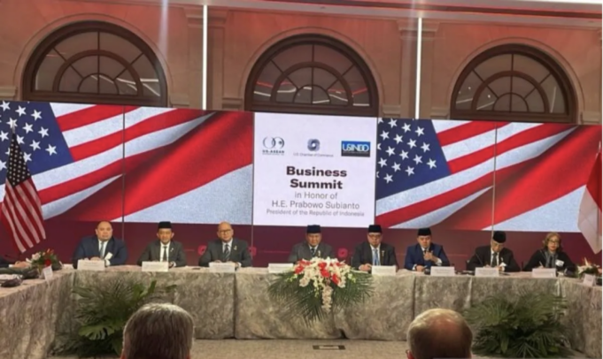 Screenshot 2026-02-19 at 11.01.29 AM Presiden Prabowo Subianto dalam acara Business Summit di US Chamber of Commerce, Washington DC, Amerika Serikat, Rabu (18/2/2026) sore waktu setempat. (ANTARAFOTO/Hafidz Mubarak A)
