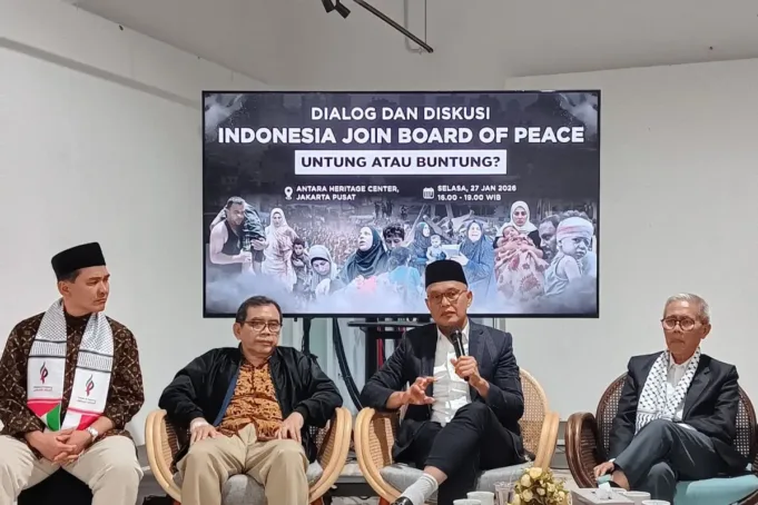 Wakil Ketua Komisi I DPR RI Sukamta dalam diskusi bertajuk "Indonesia Join Board of Peace: Untung atau Buntung?" yang digelar di Antara Heritage Center di Jakarta, Selasa (27/1/2026). ANTARA FOTO