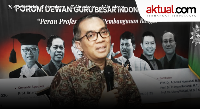 Menteri Pendidikan Tinggi, Sains, dan Teknologi (Mendiktisaintek), Brian Yuliarto dalam Forum Dewan Guru Besar Indonesia di Universitas Muhammadiyah Yogyakarta, Jumat (13/2/2026). ANTARA/HO-Kemdiktisaintek